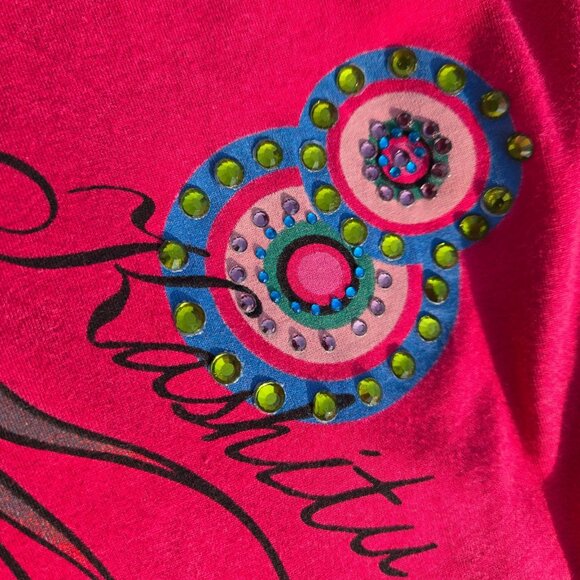 Y2K Graphic Top Size M Colorful Funky Emo Scene Gyaru Indie Mcbling Girl Print - Picture 5 of 7